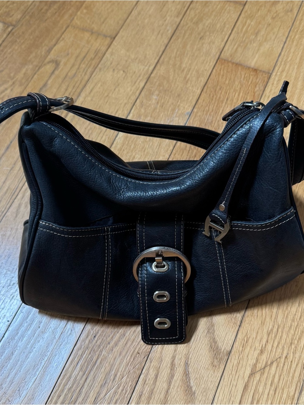 Etienne Agner Y2K 90s Stella Hobo Bag Black Leather Shoulder Purse Buckle Slouch